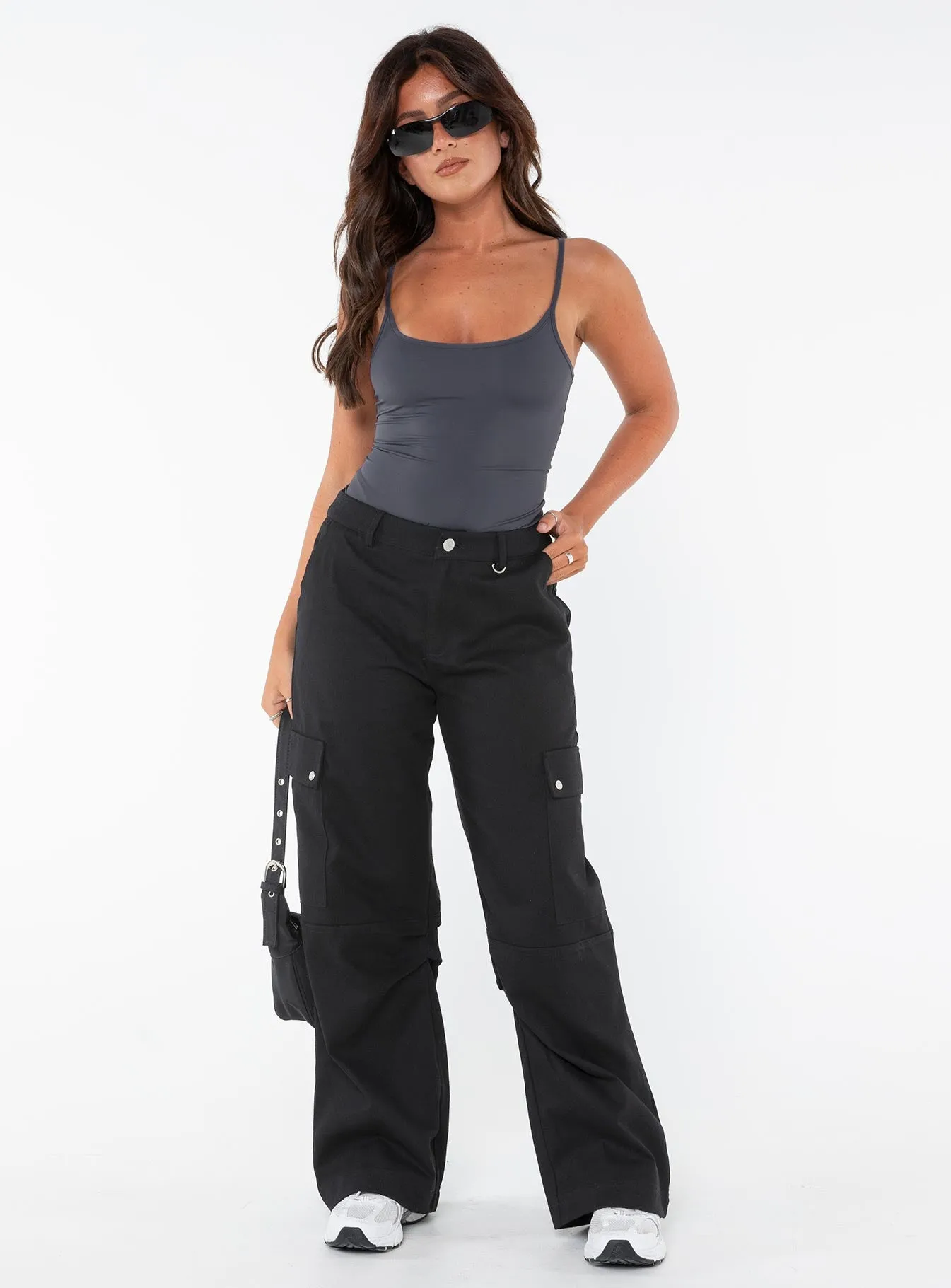 Fallout Mid Rise Cargo Pants Black Petite