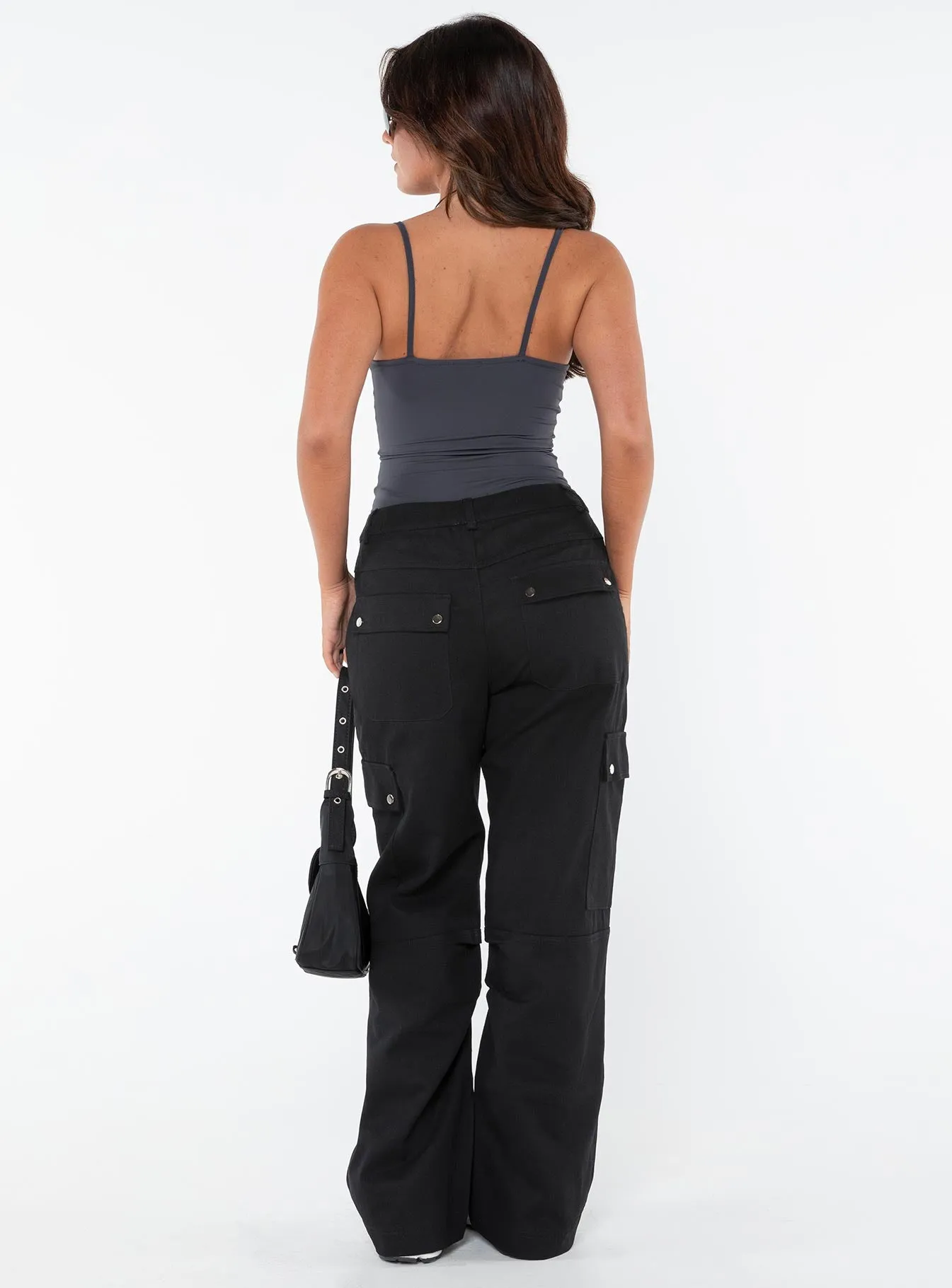 Fallout Mid Rise Cargo Pants Black Petite