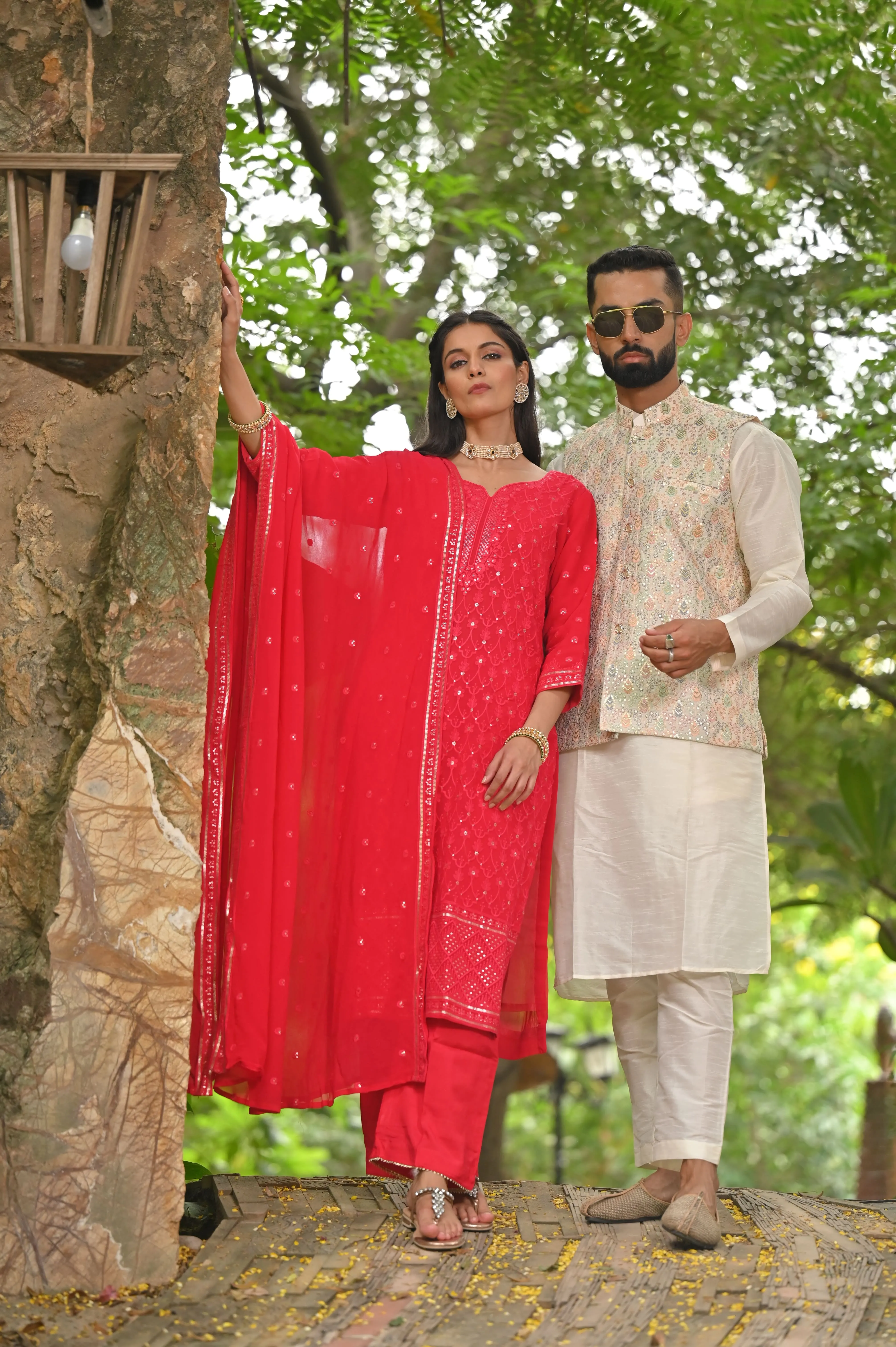 Festive Cheer Sequinned Couple Outfit