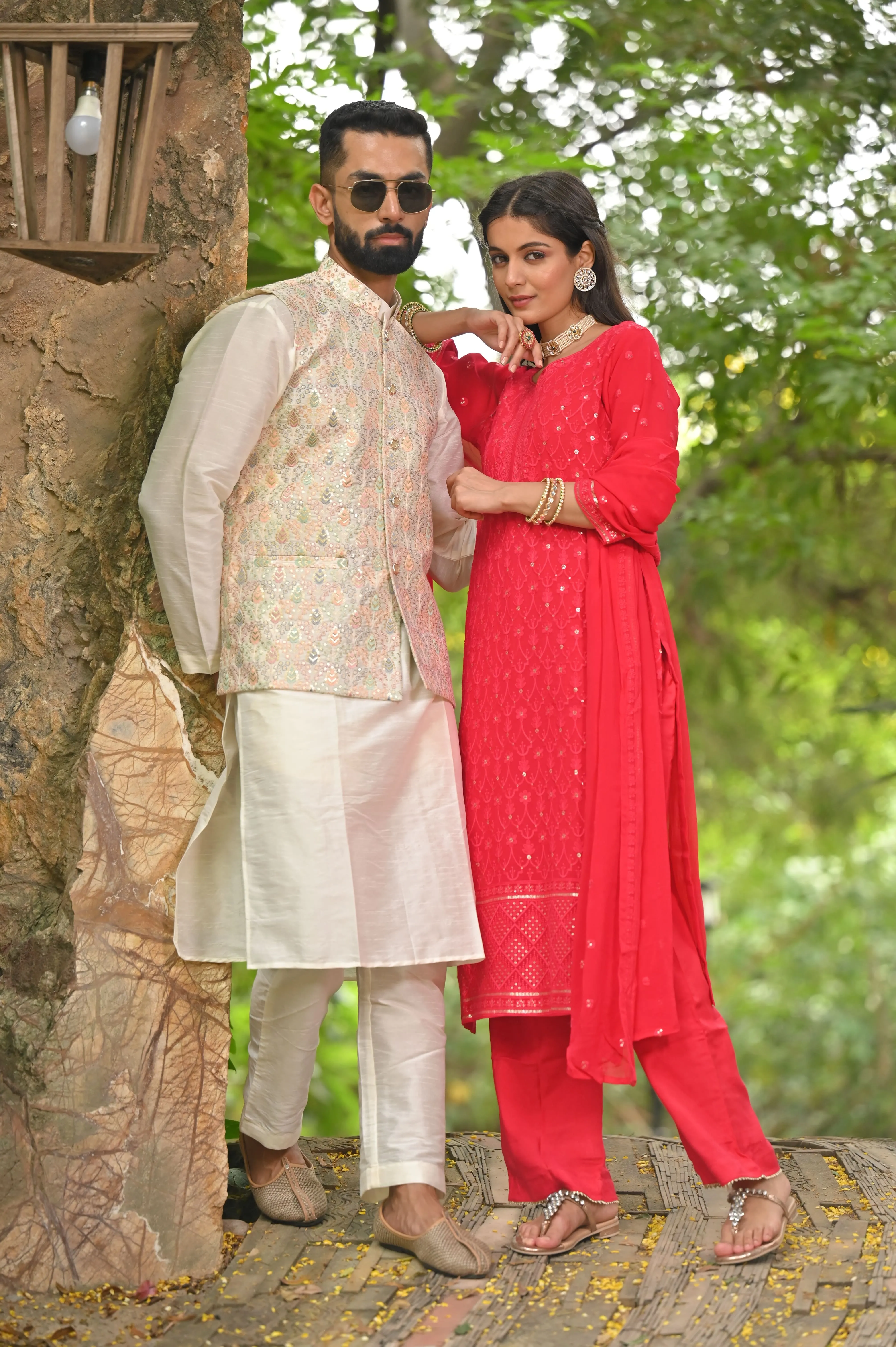 Festive Cheer Sequinned Couple Outfit