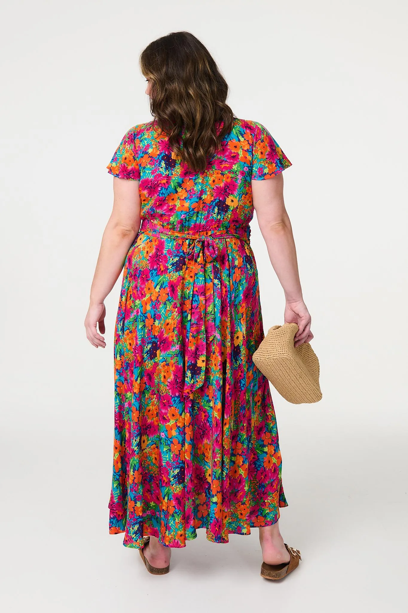 Floral Ruched Front Maxi Dress