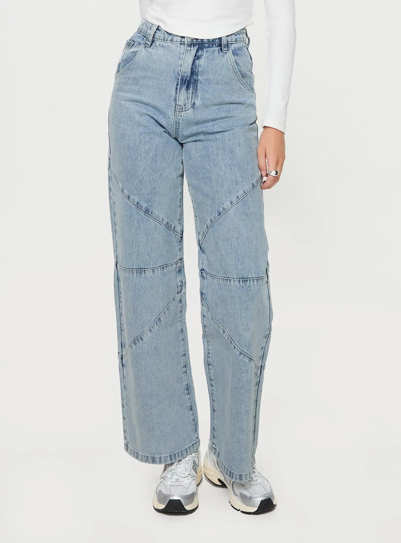 Frenta Moto High Waisted Jeans Angel Blue