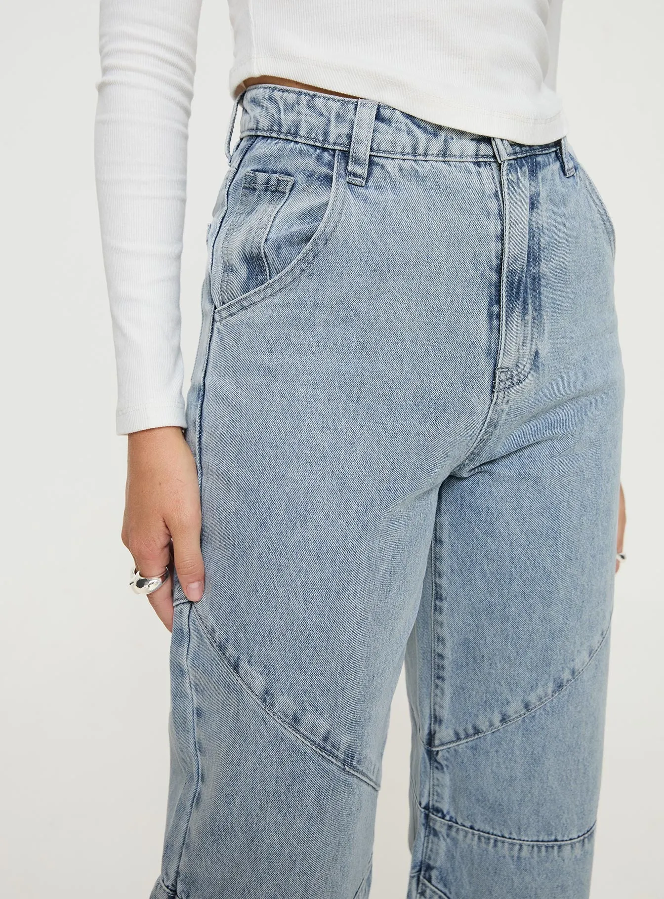 Frenta Moto High Waisted Jeans Angel Blue