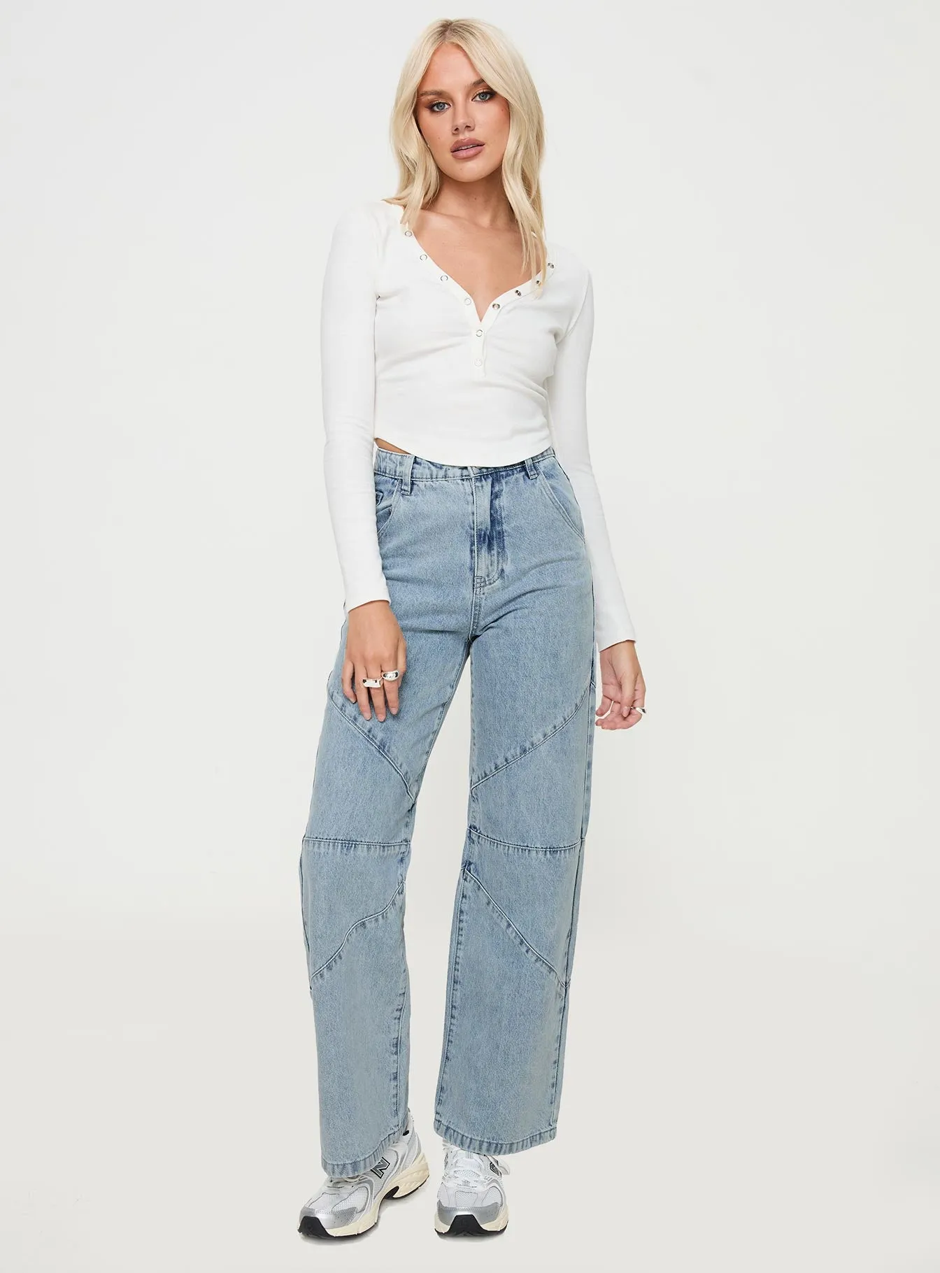 Frenta Moto High Waisted Jeans Angel Blue