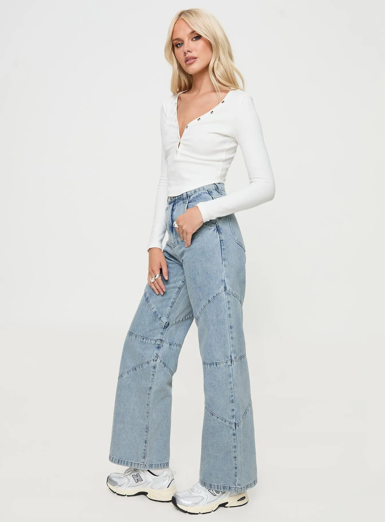 Frenta Moto High Waisted Jeans Angel Blue