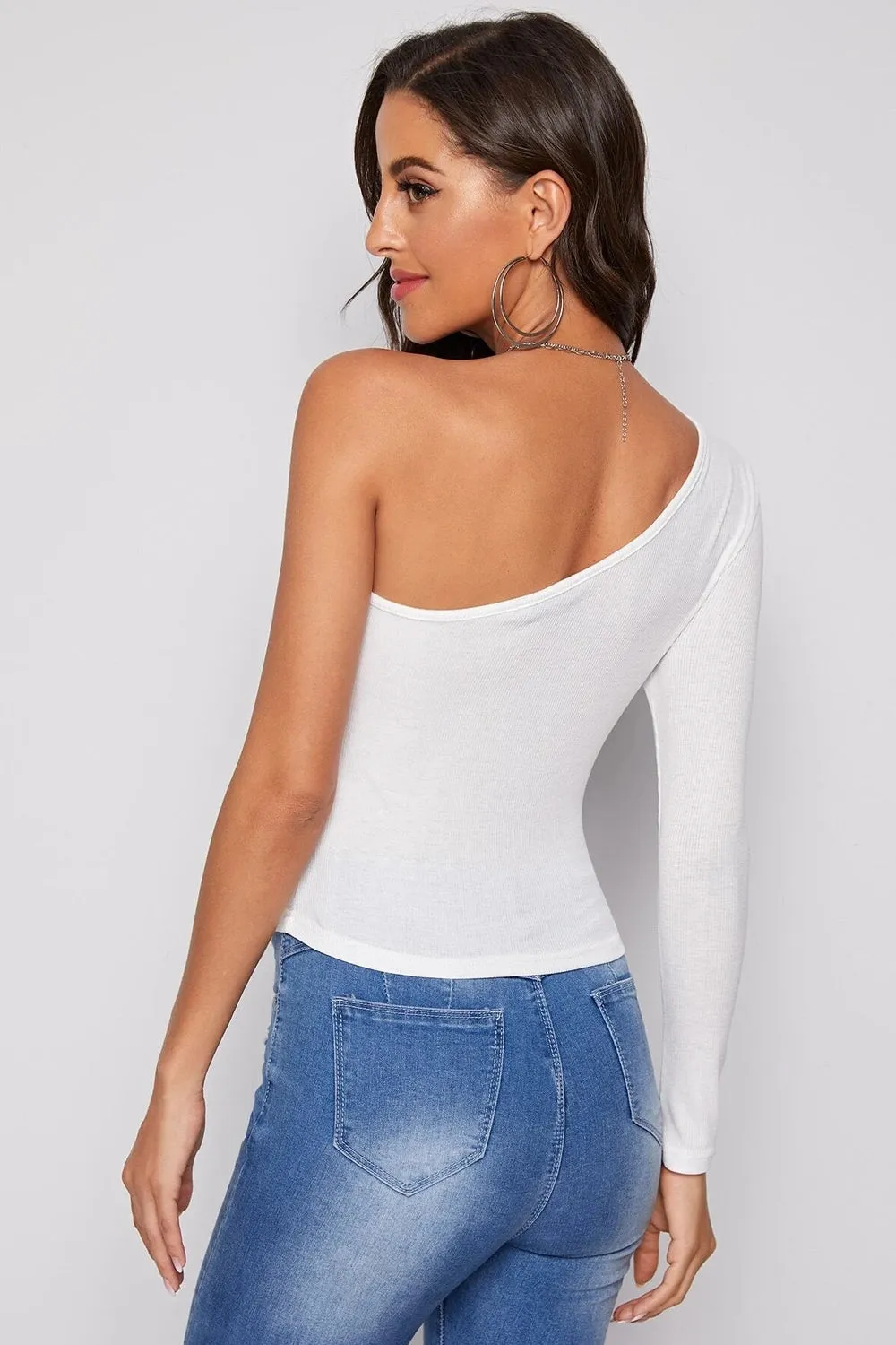 Full Sleeve White Fitted Top