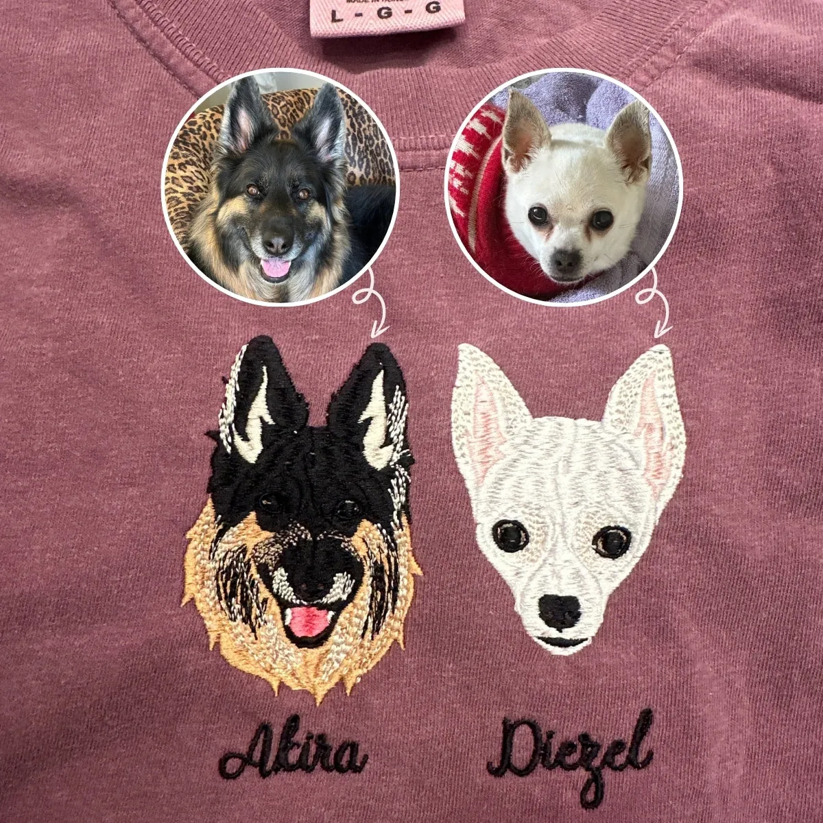 German Shepherd Sweatshirt or Hoodie, Custom Embroidered Gift from Photo Name