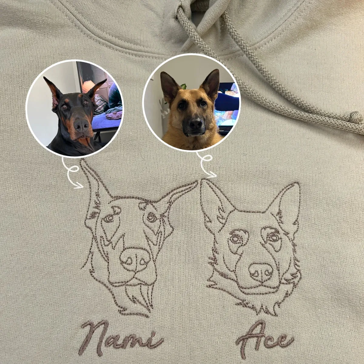 German Shepherd Sweatshirt or Hoodie, Custom Embroidered Gift from Photo Name