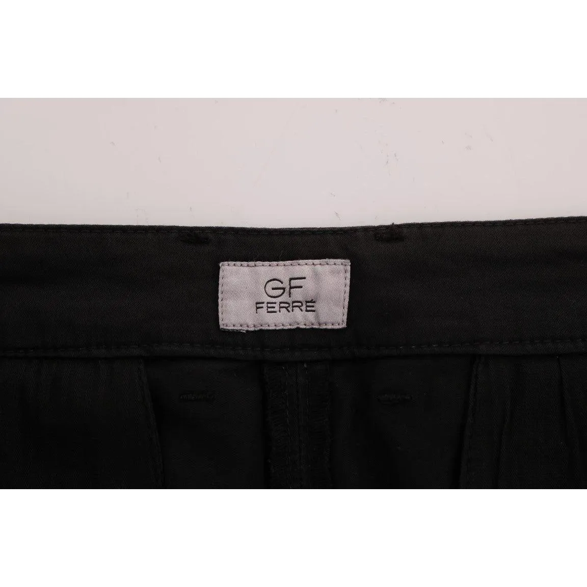 GF Ferre Elegant Slim Fit Black Cotton Trousers