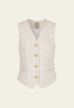 Golden Flower Button Slit-pocket Waistcoat