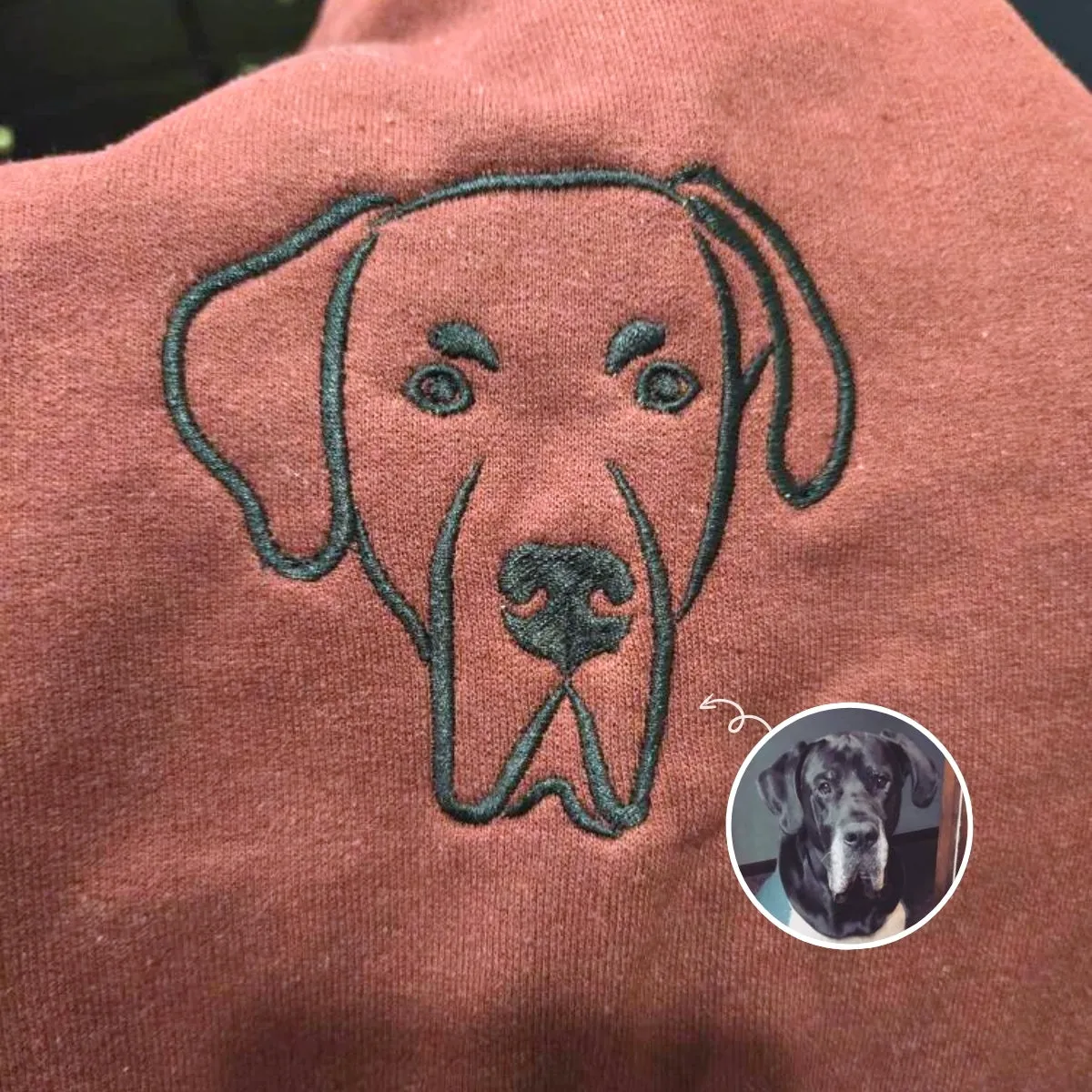 Great Dane Sweatshirt or Hoodie, Custom Embroidered Gift from Photo Name