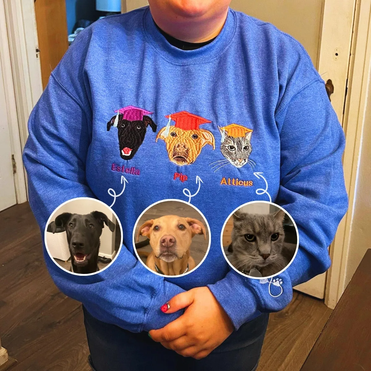 Great Dane Sweatshirt or Hoodie, Custom Embroidered Gift from Photo Name