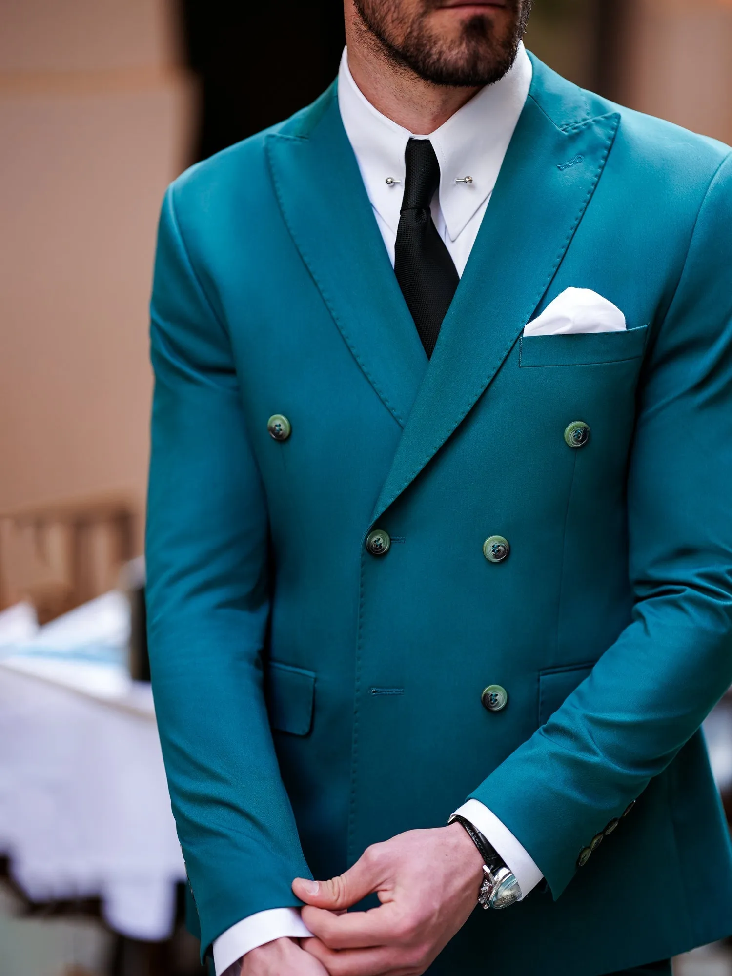 Green Double Breasted Suit 2-Piece