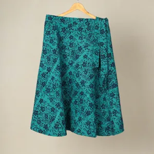 Green - Hand Batik Printed Wrap Around Skirt for Women 03