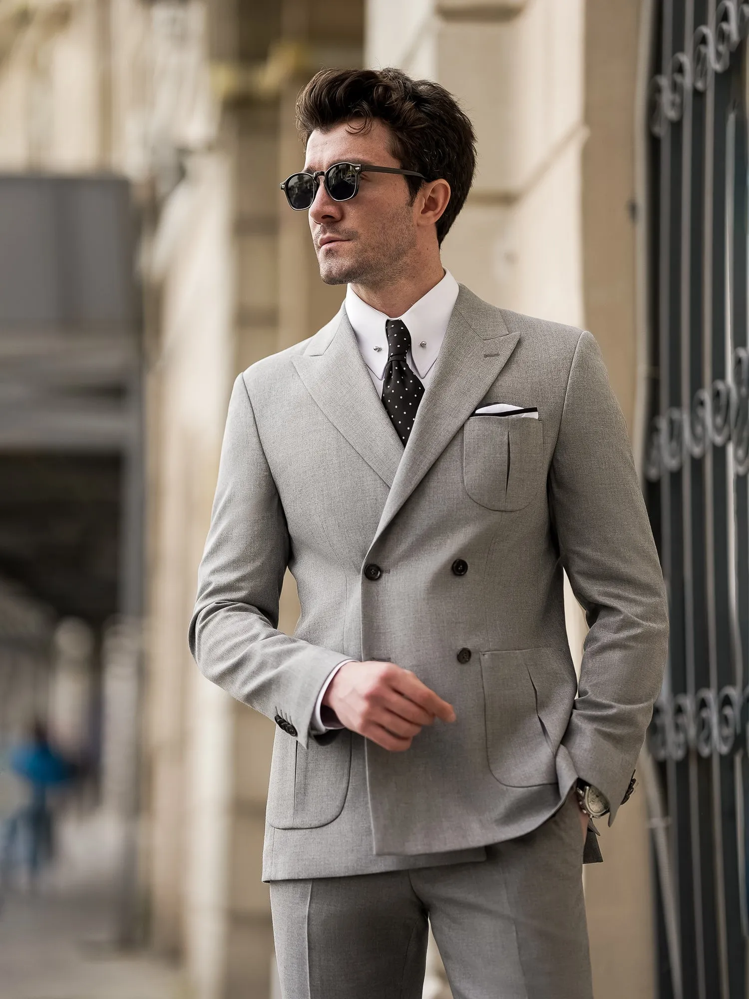 Grey Double Breasted Suit 2-Piece