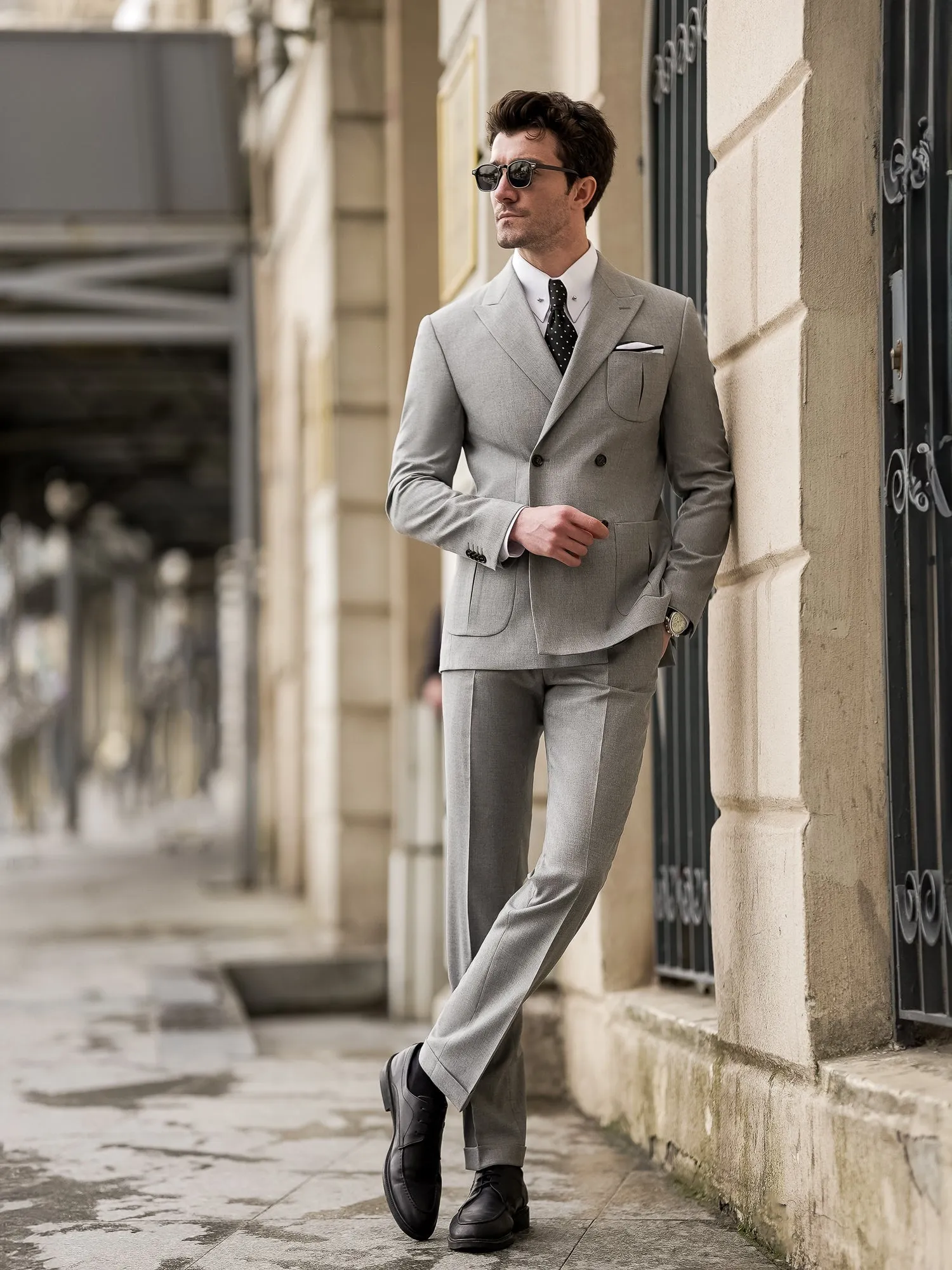 Grey Double Breasted Suit 2-Piece