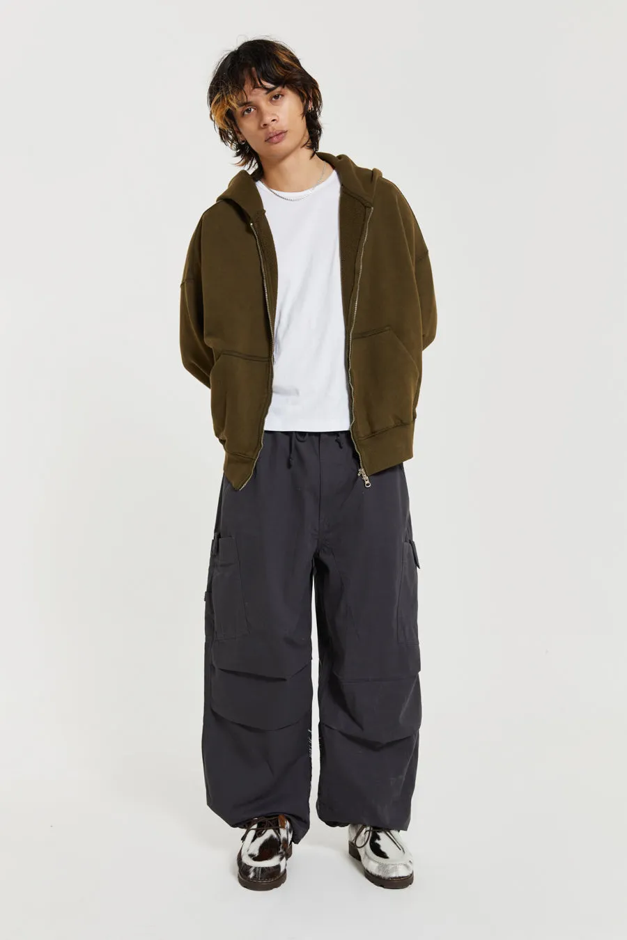 Grey Topograph Parachute Pants