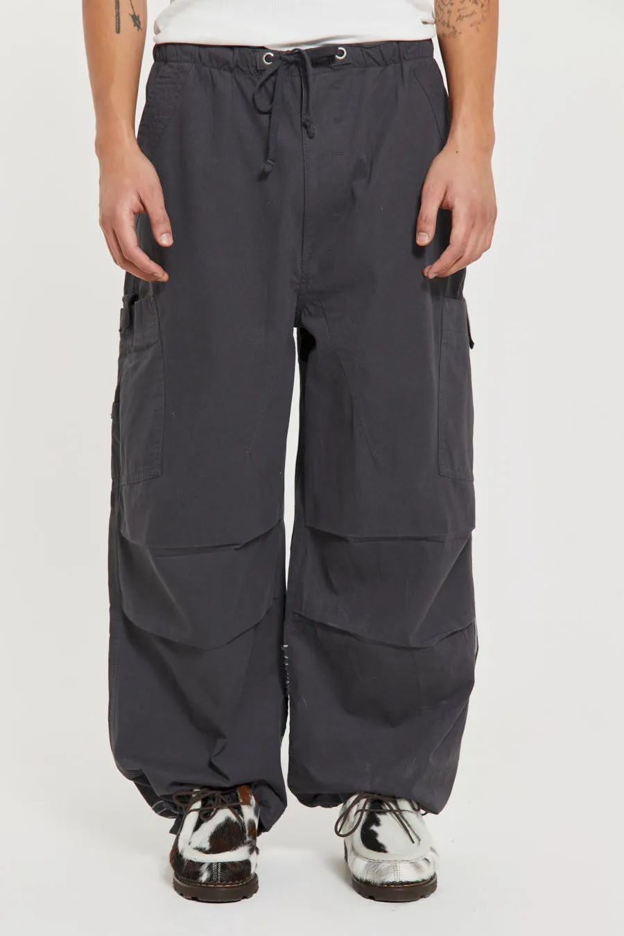 Grey Topograph Parachute Pants