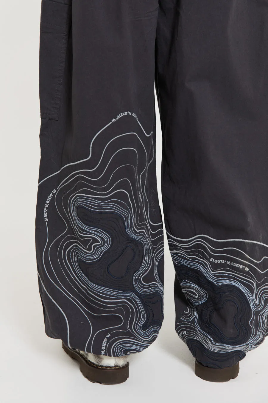 Grey Topograph Parachute Pants