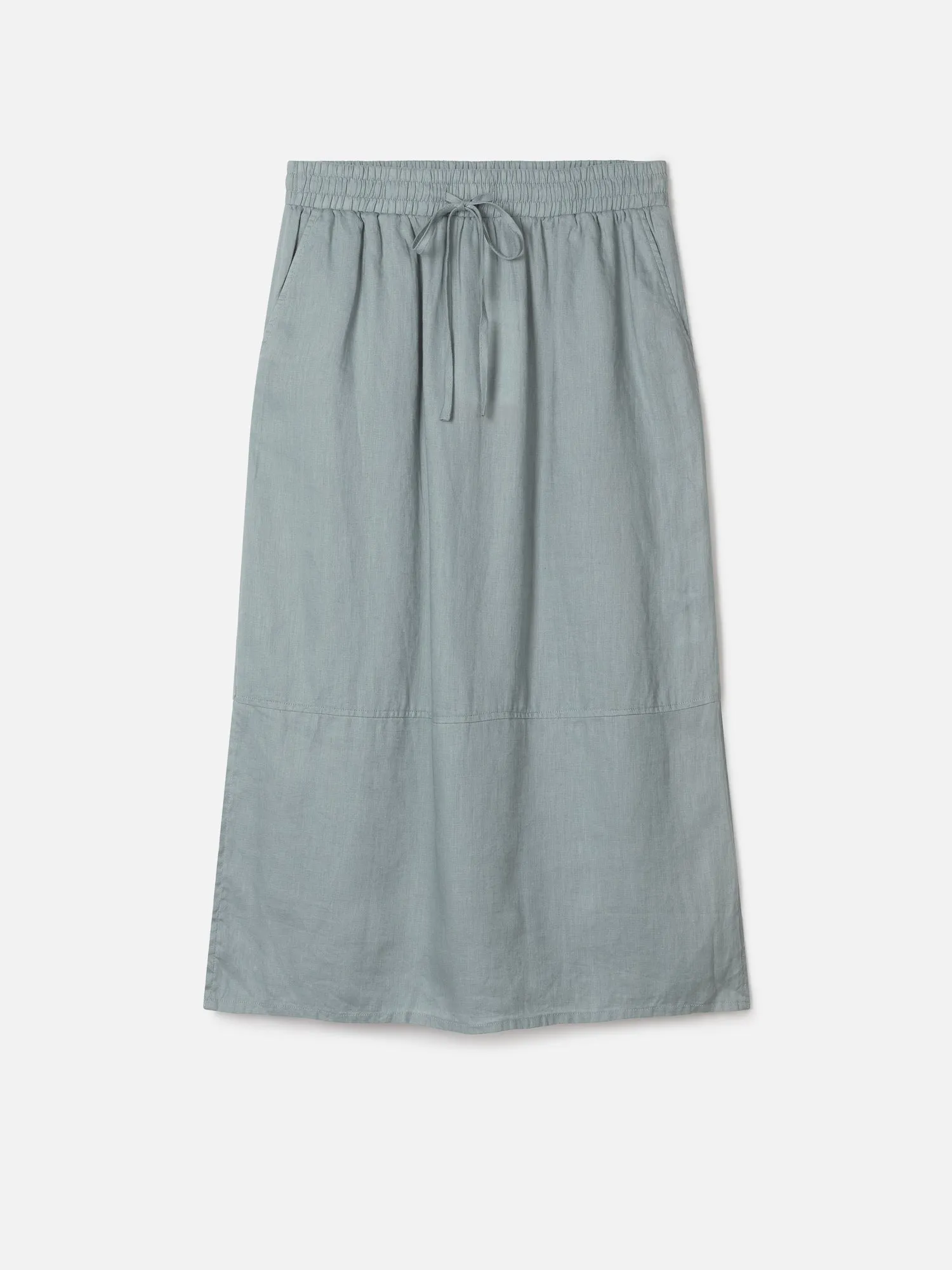 Hadley Hemp Tie Front Midi Skirt - Dusky Blue