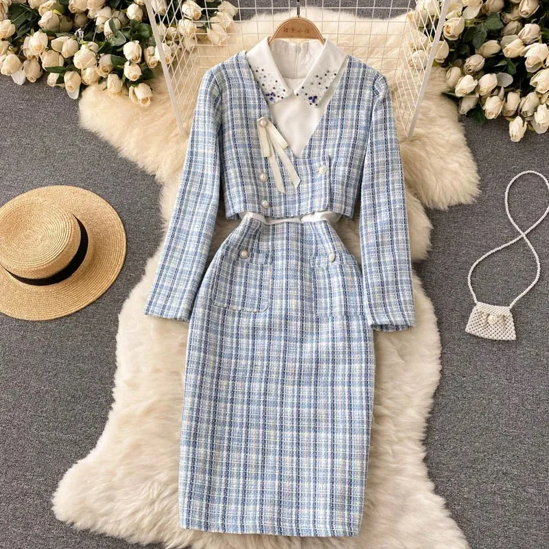 Harlyn Elegant Dress - Set of Premium Jacket and Tweed Dress