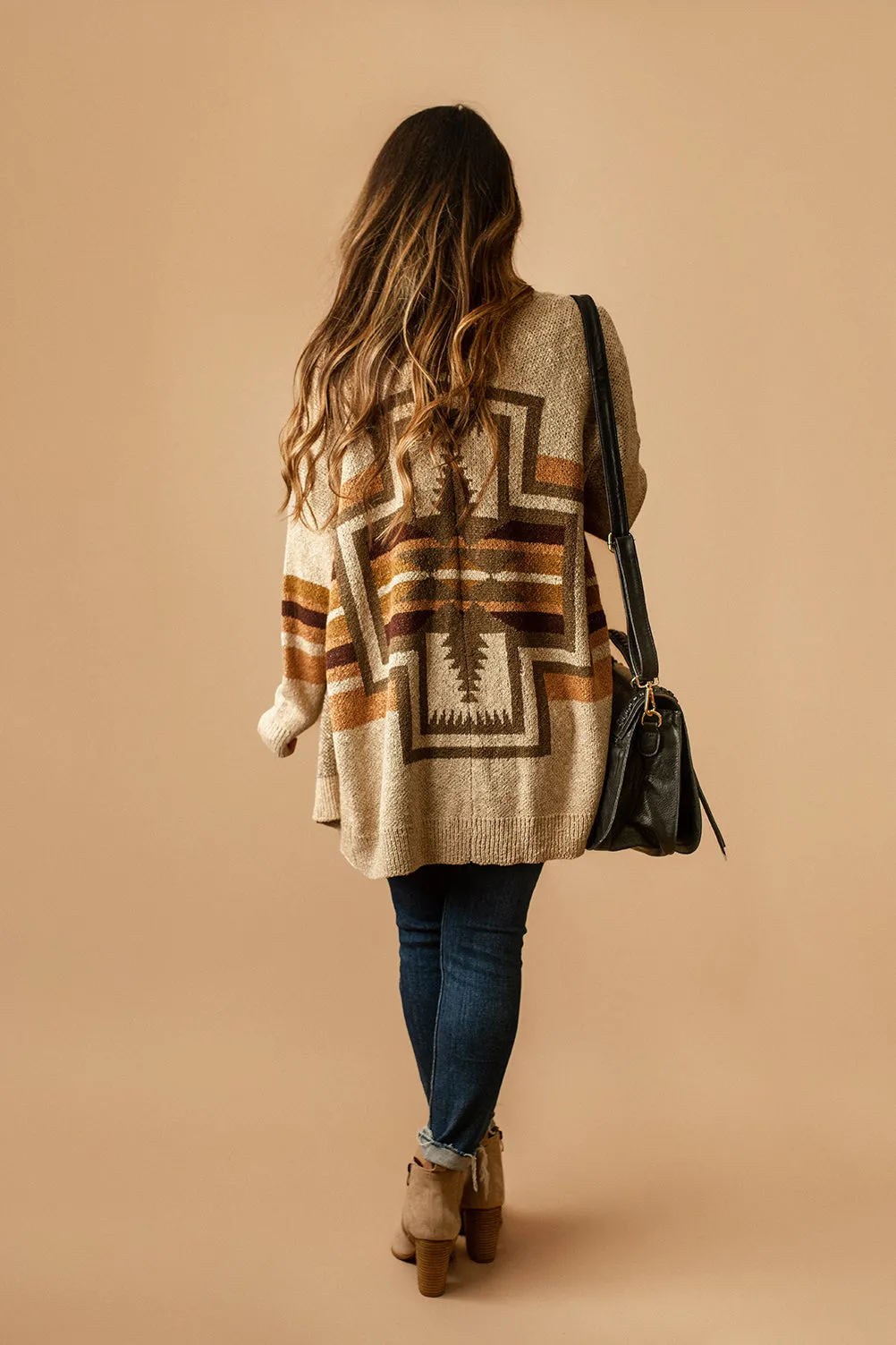 Heading South Striped Aztec Cardigan (Beige)