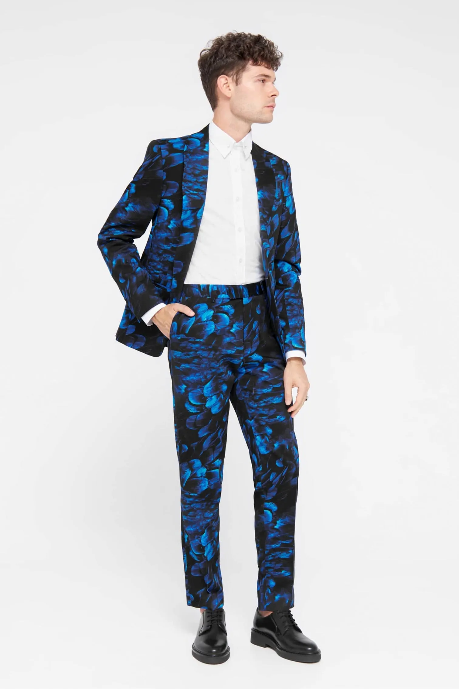 Heron Slim Fit Blue Floral Cotton Jacket