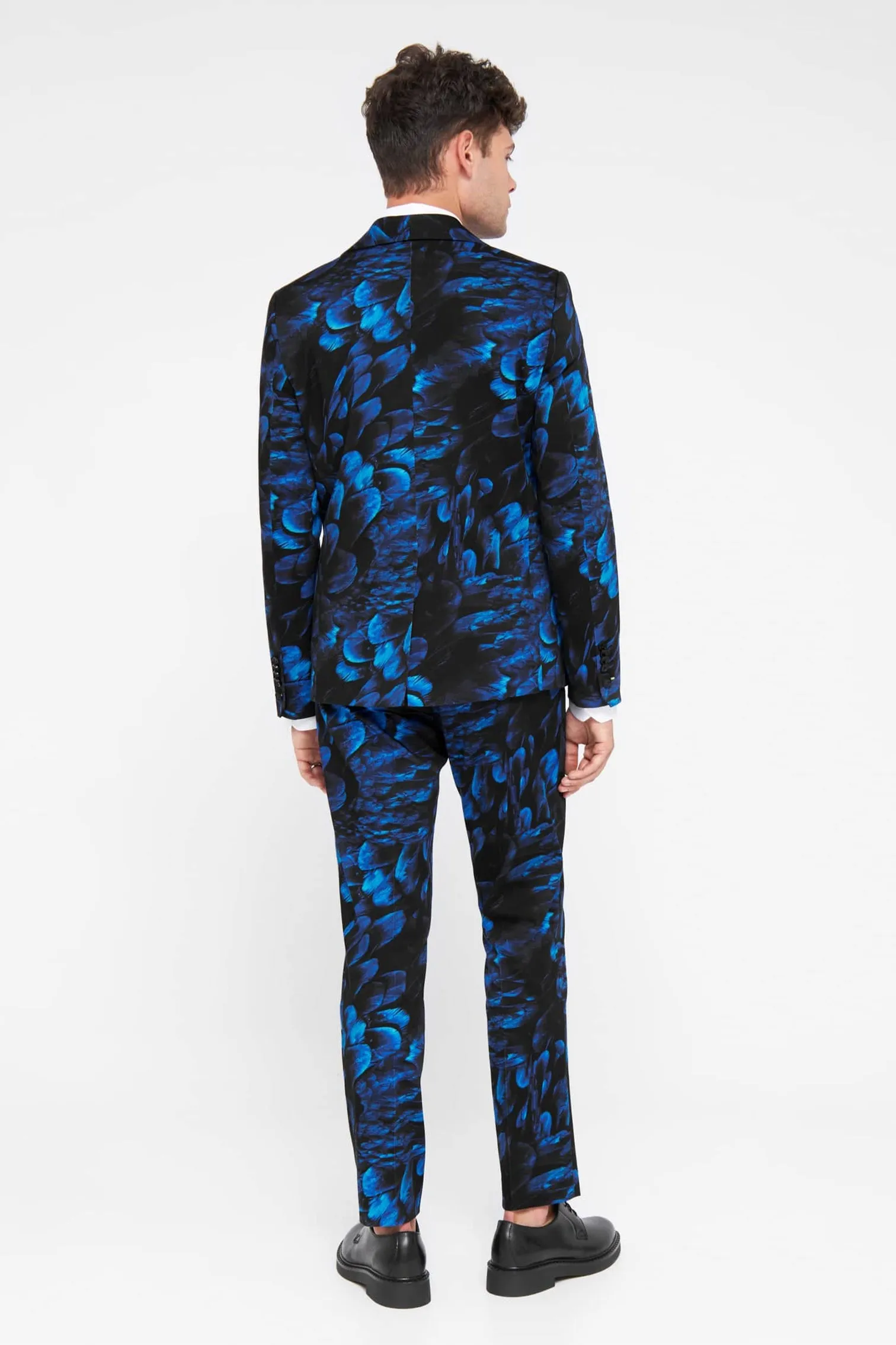 Heron Slim Fit Blue Floral Cotton Jacket