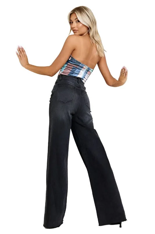 HIGH WAISTED WIDE LEG JEANS