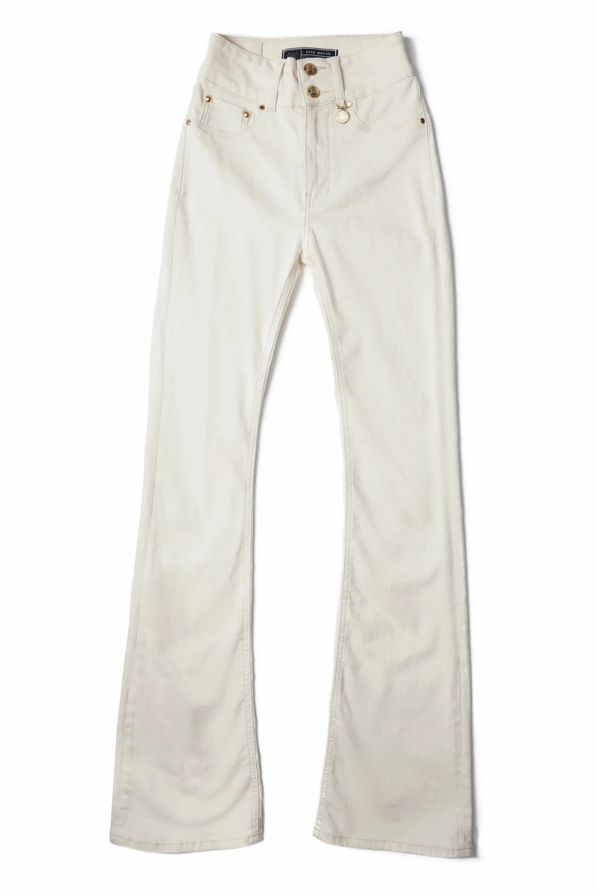 Holland Cooper High Rise Flared Jean in Oatmeal