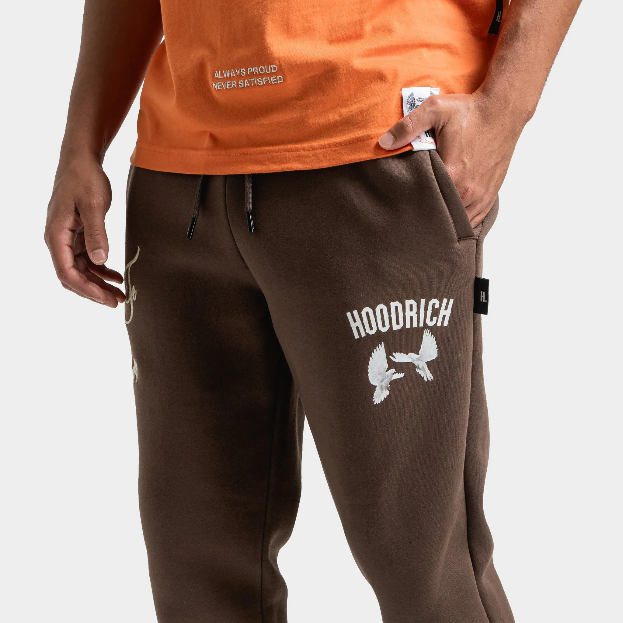 Hoodrich Take Flight V2 Joggers Chocolate Brown / White - Safari