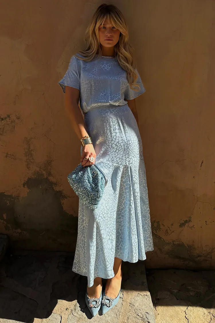 Ice Blue Jacquard Erin Dress