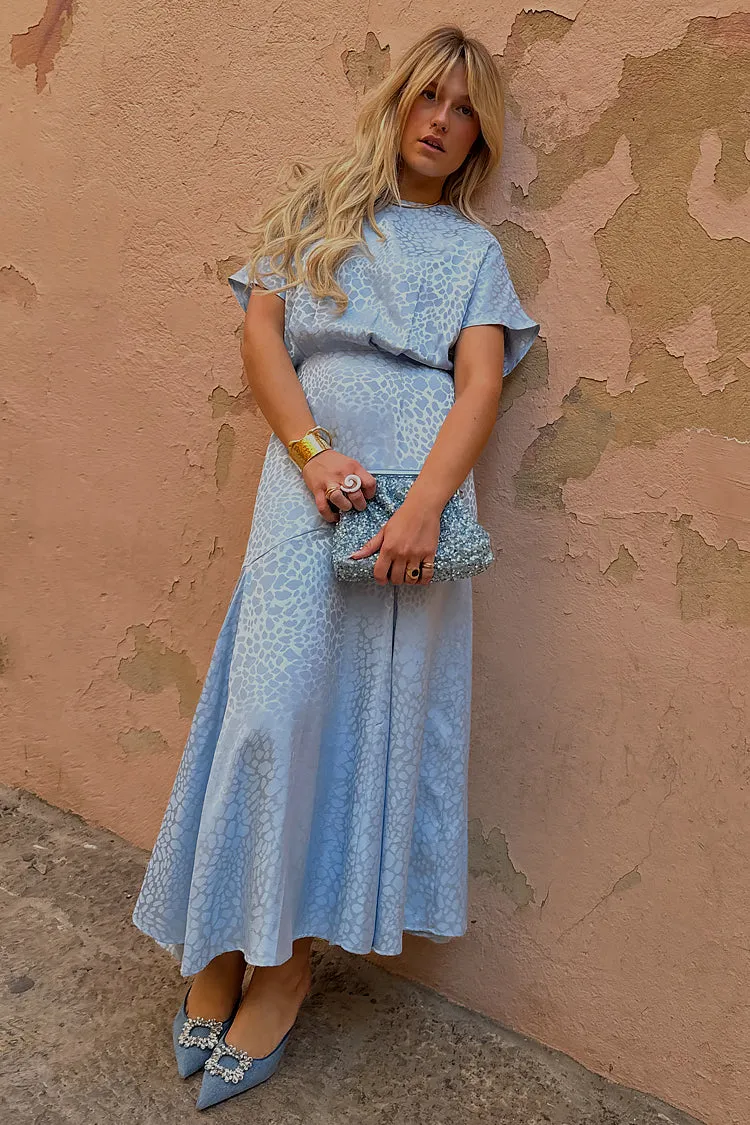 Ice Blue Jacquard Erin Dress