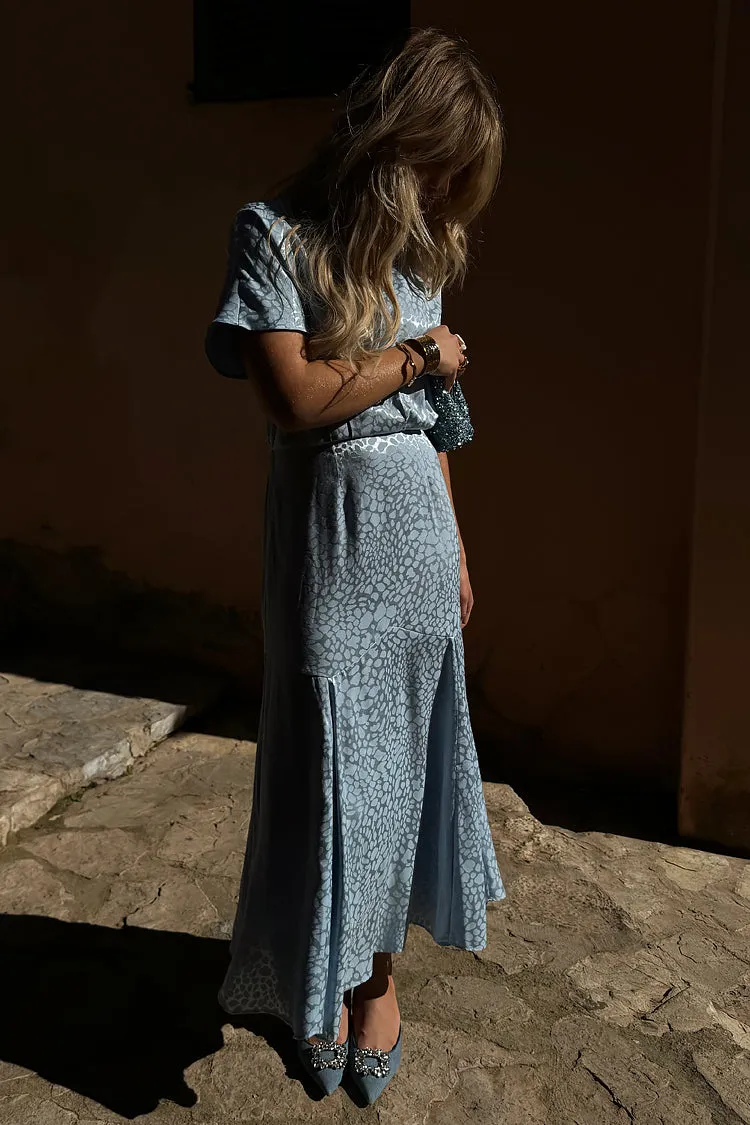 Ice Blue Jacquard Erin Dress