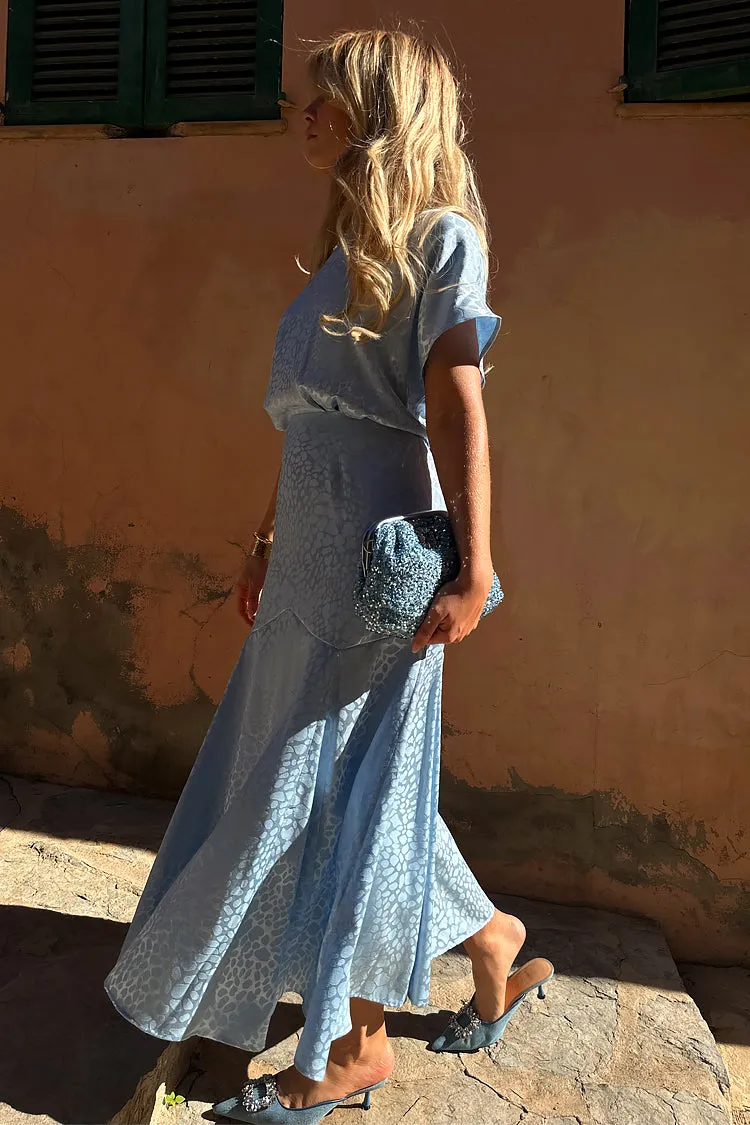 Ice Blue Jacquard Erin Dress