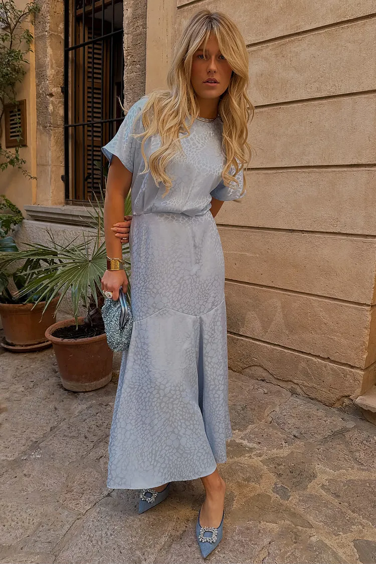 Ice Blue Jacquard Erin Dress