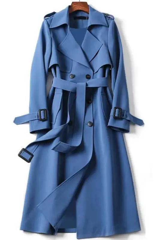 In The Trenches Long Belted Trench Coat With Lining