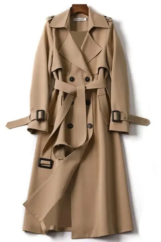 In The Trenches Long Belted Trench Coat With Lining