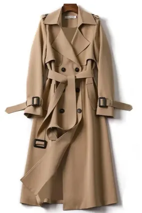 In The Trenches Long Belted Trench Coat With Lining