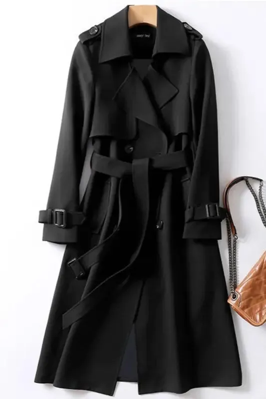 In The Trenches Long Belted Trench Coat With Lining