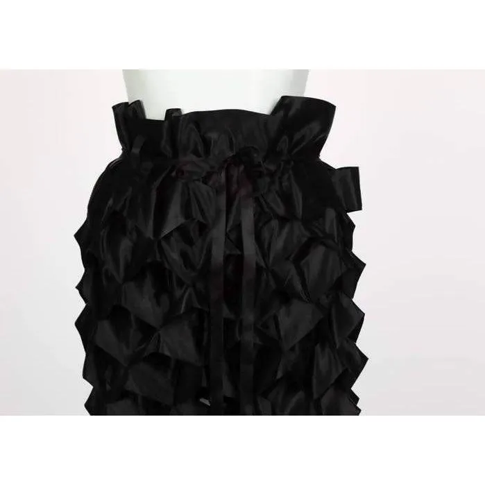 ISSEY MIYAKE Black Satin Ribbon Cage Skirt | Size S