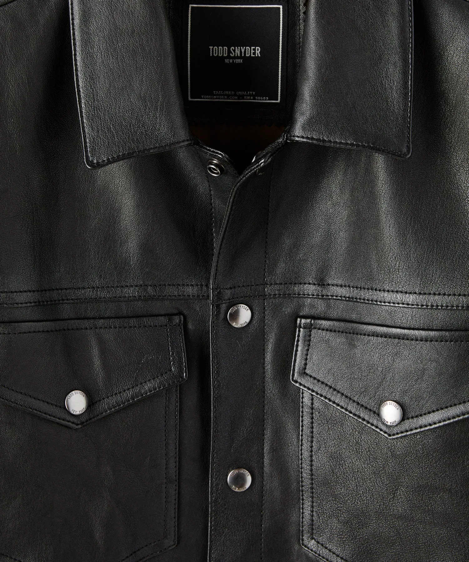 Italian Burnished Leather Dylan Jacket in Black