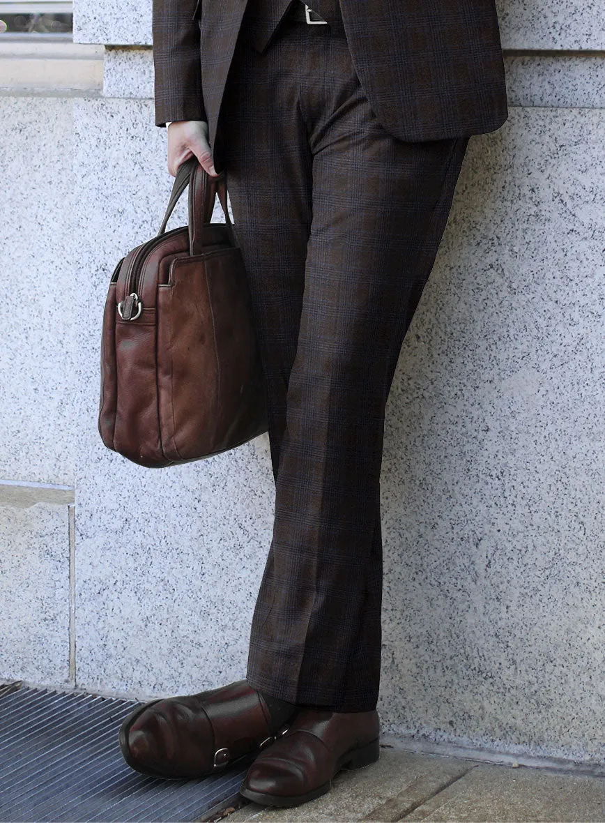 Italian Lark Brown Checks Flannel Suit