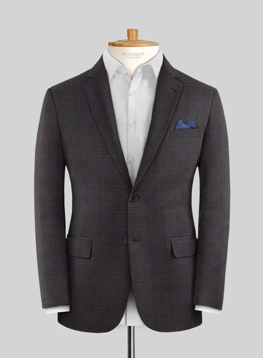 Italian Lark Brown Checks Flannel Suit