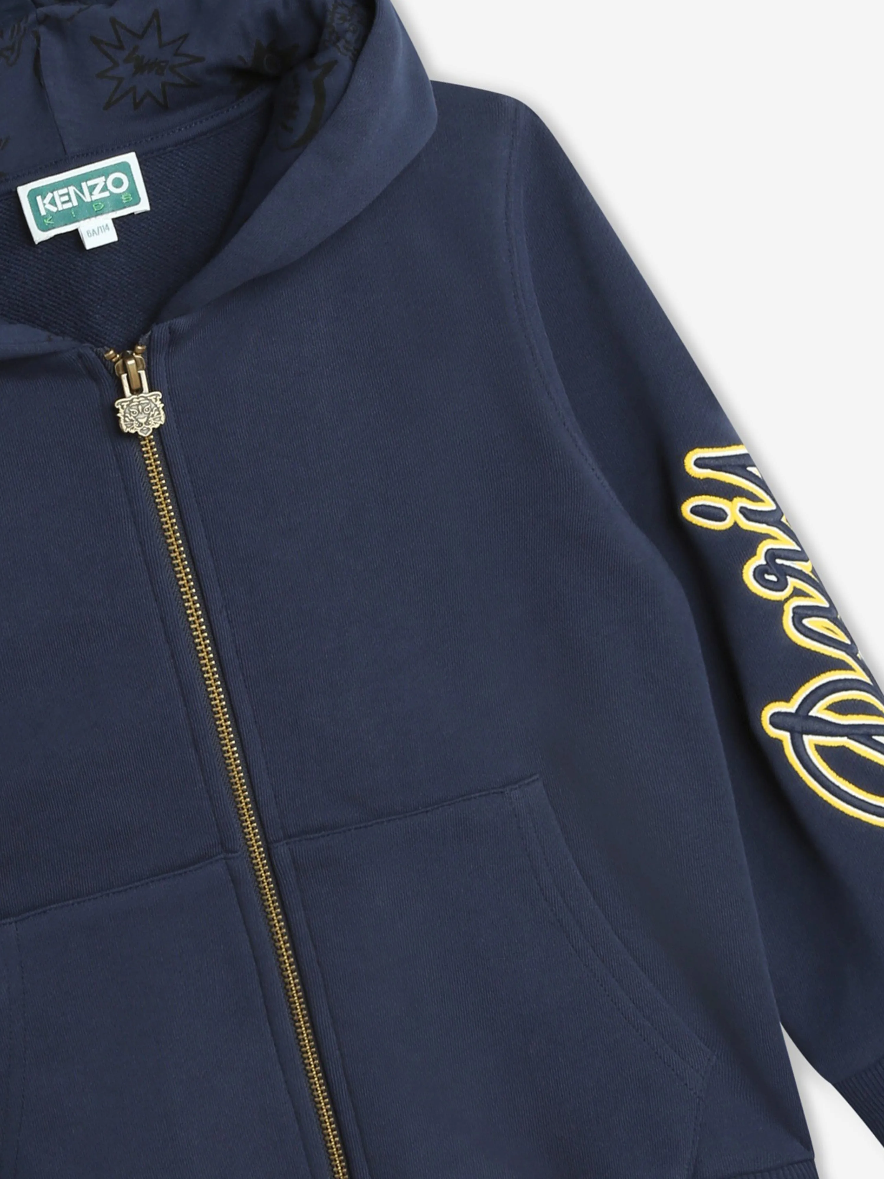 KENZO Boys Embroidered Zip Up Top in Navy