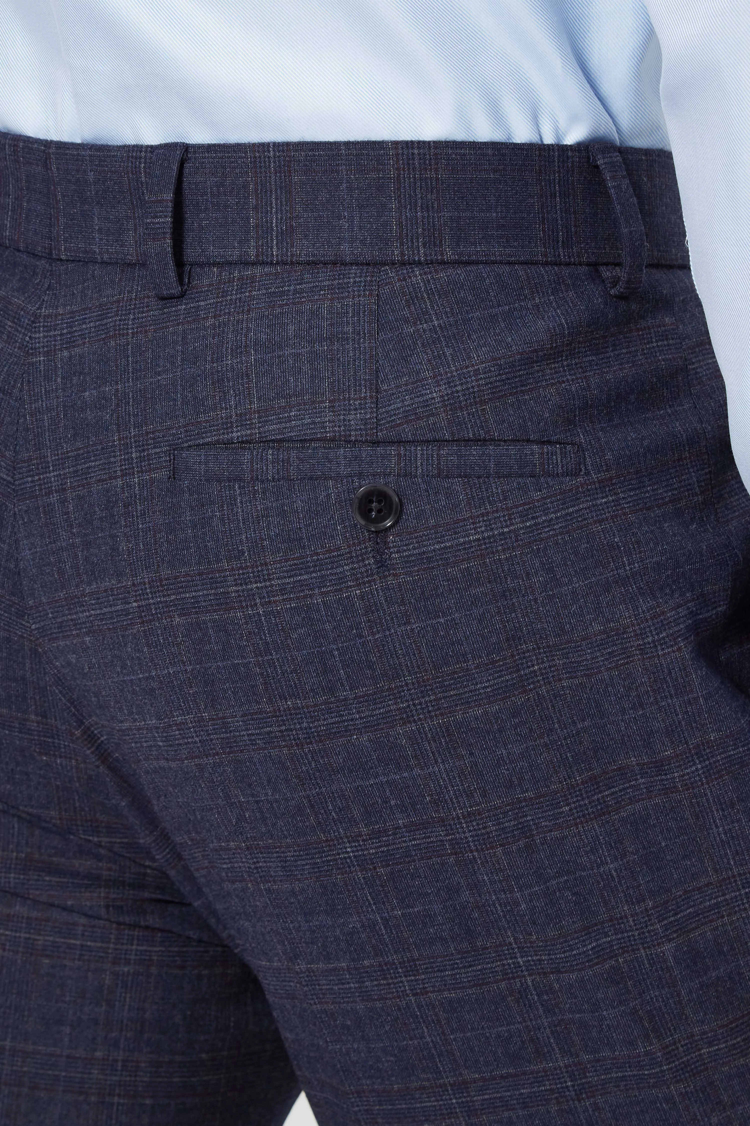 Kilburn Slim Fit Navy Check Wool Trousers - ARCHIVE