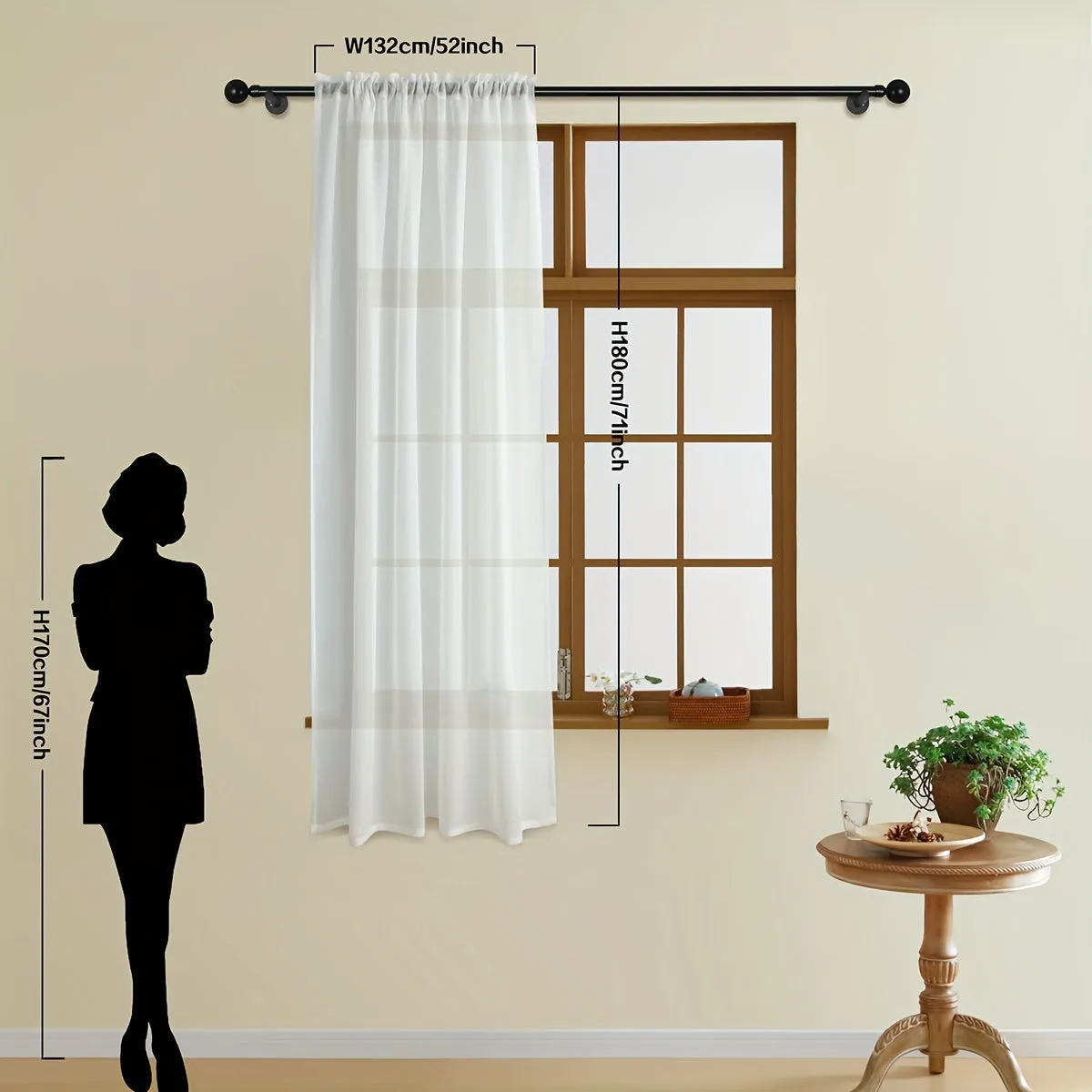 kkboxly 1pc Exquisite White Sheer Curtain Panel - Translucent, Thin, Rod Pocket, Easy Hang, Enhance Home Decor, Perfect for Living Room, Bedroom, and Office