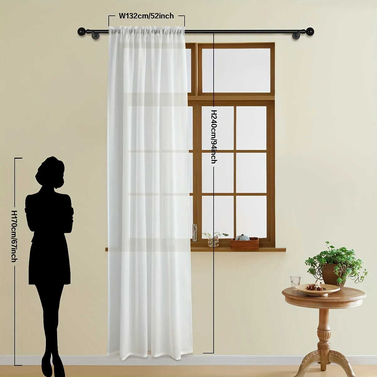 kkboxly 1pc Exquisite White Sheer Curtain Panel - Translucent, Thin, Rod Pocket, Easy Hang, Enhance Home Decor, Perfect for Living Room, Bedroom, and Office