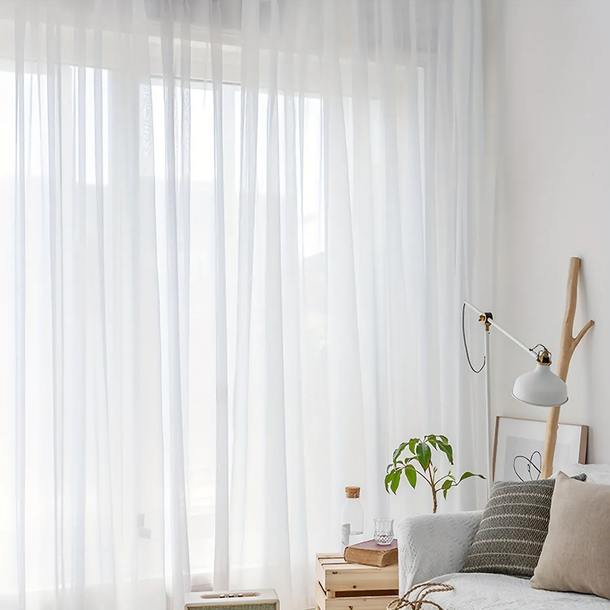 kkboxly 1pc Exquisite White Sheer Curtain Panel - Translucent, Thin, Rod Pocket, Easy Hang, Enhance Home Decor, Perfect for Living Room, Bedroom, and Office