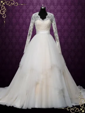 Lace Ball Gown Wedding Dress with Sleeves RYLEIGH